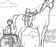 Coloriage Spirit avec fille en chaise roulante