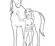 Coloriage Spirit avec Lucky tenant une pomme