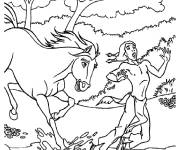 Coloriage Spirit s'amuse avec son ami dans le lac