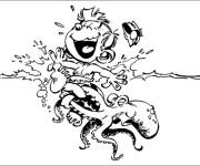 Coloriage Les aventures du petit Spirou dans la mer