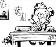 Coloriage Petit Spirou en classe