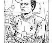 Coloriage H&eacute;ros de Star Trek tenant son arme