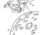 Coloriage Le vaisseau Enterprise se rapproche d'une plan&egrave;te