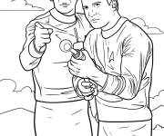 Coloriage Les amis Spock et l'amiral Kirk de Star Trek