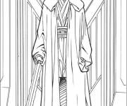 Coloriage Anakin Skywalker avec son arme