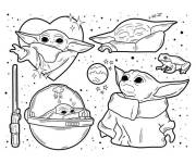Coloriage Baby Yoda Mandalorian Star Wars