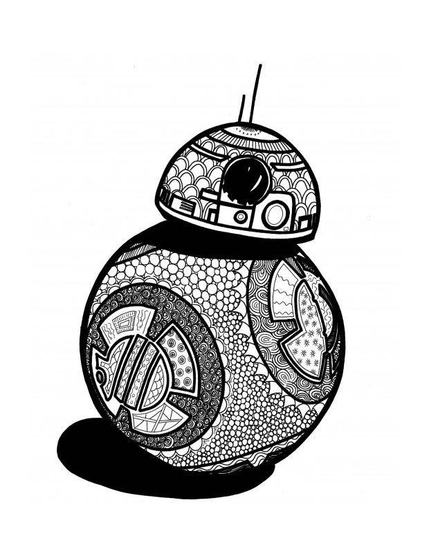Coloriage et dessins gratuits BB8 de Star Wars adulte à imprimer