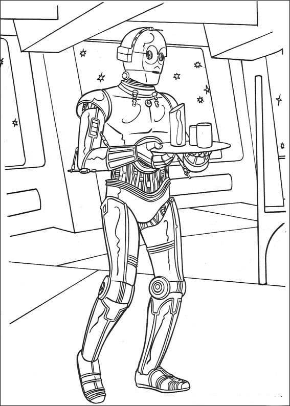 Coloriage et dessins gratuits C-3PO au service à imprimer