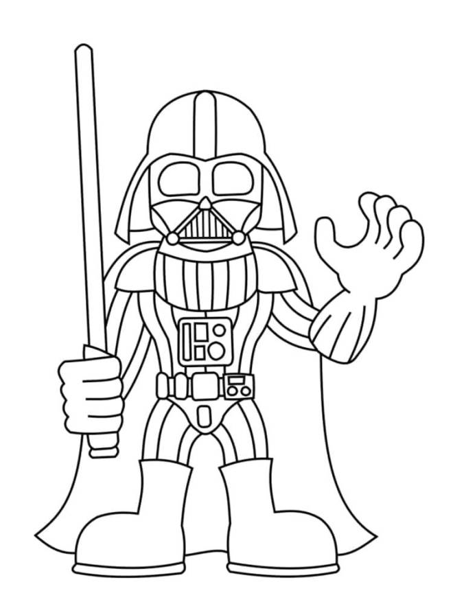 Coloriage et dessins gratuits Darth Vader de Star Wars avec sabre à imprimer