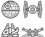 Coloriage Emoji vaisseaux de Star Wars