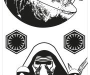 Coloriage L'Etoile noire, Storm troopers et Kylo Ren