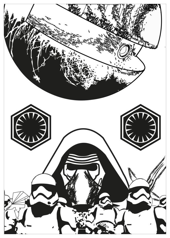 Coloriage et dessins gratuits L'Etoile noire, Storm troopers et Kylo Ren à imprimer