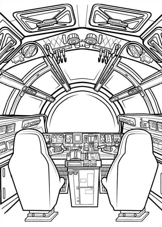 Coloriage et dessins gratuits La cabine d’un navire galactique Star Wars à imprimer