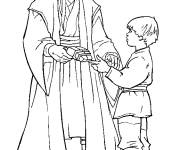 Coloriage Qui Gon Jinn avec le petit Anakin Skywalker