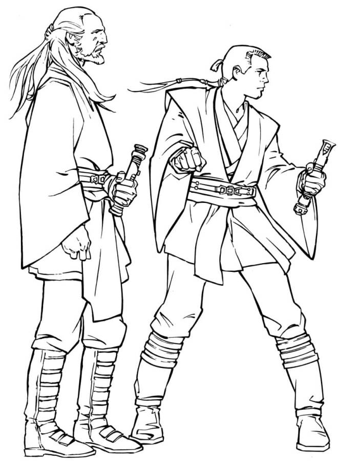Coloriage et dessins gratuits Qui-Gon Jinn et Obi-Wan Kenobi à imprimer