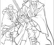 Coloriage Qui-Gon Jinn et Obi-Wan Kenobi au combat