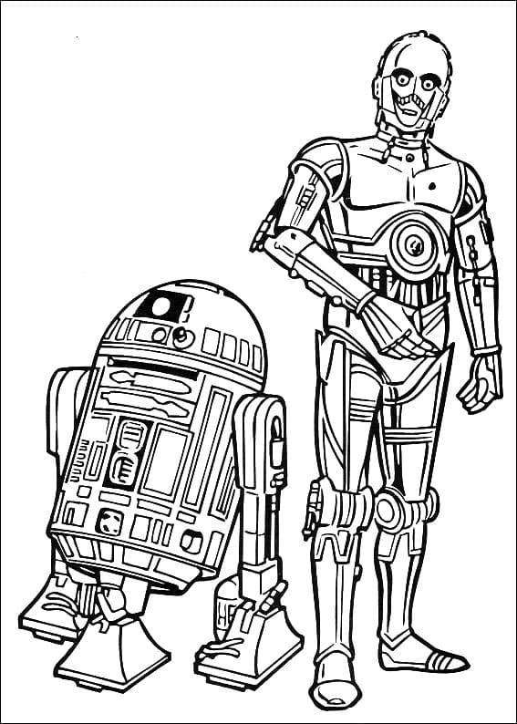Coloriage et dessins gratuits R2-D2 et C-3PO de Star Wars à imprimer
