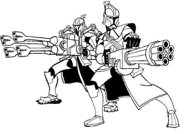 Coloriage et dessins gratuits Soldats de Star Wars avec leurs armes à imprimer
