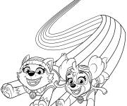 Coloriage et dessins gratuit Chiots Stella et Everest sur arc en ciel à imprimer
