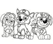 Coloriage et dessins gratuit Stella avec ses amis Chase et Zuma de Pat Patrouille à imprimer