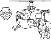 Coloriage et dessins gratuit Stella avec son h&eacute;licopt&egrave;re et son badge à imprimer