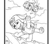 Coloriage Stella et Zuma en volant sur les champs