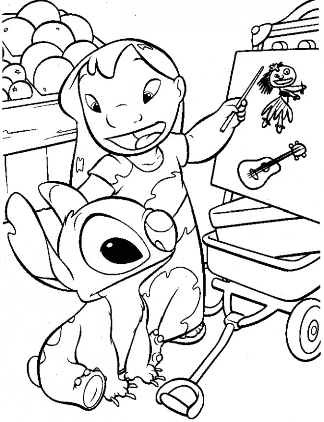 Coloriage Lilo et Stitch dessinent en ligne dessin gratuit à imprimer
