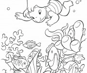 Coloriage Lilo plonge dans la mer