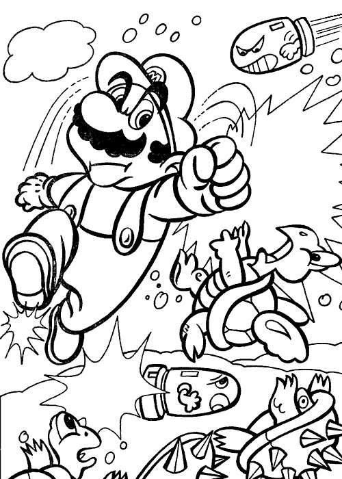 Coloriage et dessins gratuits Mario Bros et Koopa à imprimer