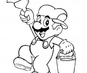 Coloriage Mario Bros et le pinceau