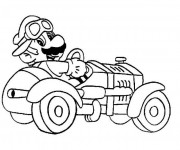 Coloriage Mario Bros et sa voiture de Course