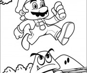 Coloriage Mario et champignon facile