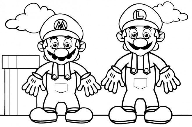 Coloriage Mario Et Luigi Nintendo Dessin Gratuit à Imprimer