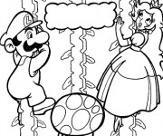 Coloriage et dessins gratuit Mario et Peach à imprimer