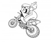 Coloriage Mario sur sa moto