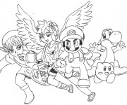 Coloriage Super Mario Bros et ses amis