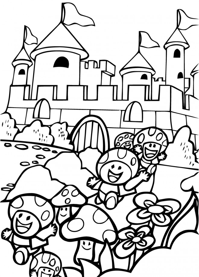 Coloriage Super Mario Bros les champignons s enfuient super mario bros les champignons s enfuient 7842