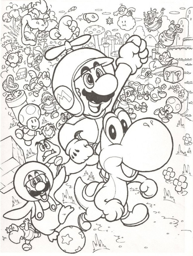 Coloriage Tous Les Personnages De Mario Dessin Gratuit à