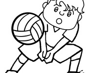 Coloriage Un garçon joue au Volleyball