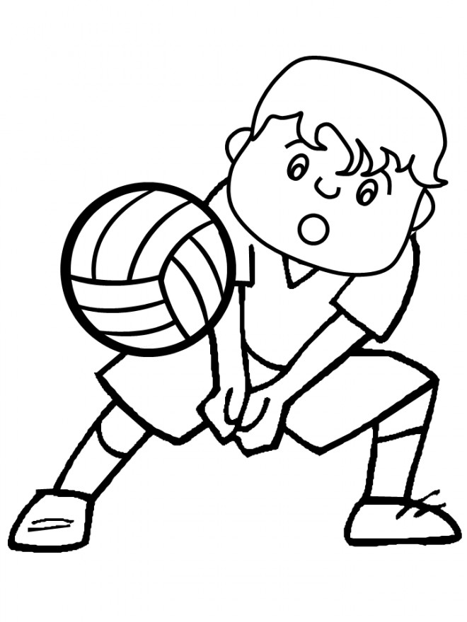 Coloriage et dessins gratuits Un garçon joue au Volleyball à imprimer