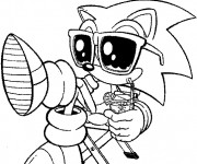 Coloriage et dessins gratuit Sonic à la plage à imprimer