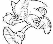 Coloriage Sonic en pleine course