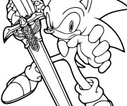Coloriage Sonic tient une épée