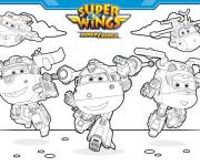 Coloriage Affiche de Super Wings avec les personnages principaux