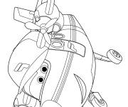 Coloriage Avion de sport portant un casque de Super Wings