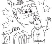 Coloriage Super Wings employ&eacute; de l&rsquo;a&eacute;roport avec les avions