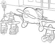 Coloriage Super Wings les avions et la bande mexicaine de musique