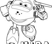Coloriage Super Wings Mira avec le signe de victoire
