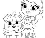 Coloriage Talia avec Bartleby dans une citrouille