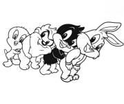 Coloriage Bébé avec avec personnages de Looney Tunes
